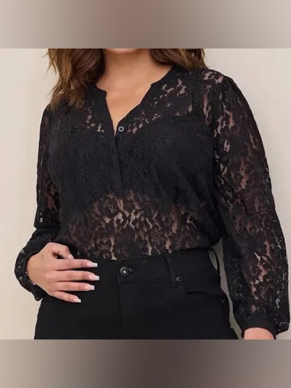 Torrid BLACK HARPER LACE PULLOVER 2X Sheer Floral Whimsigoth Derek Romantic - Picture 2 of 8
